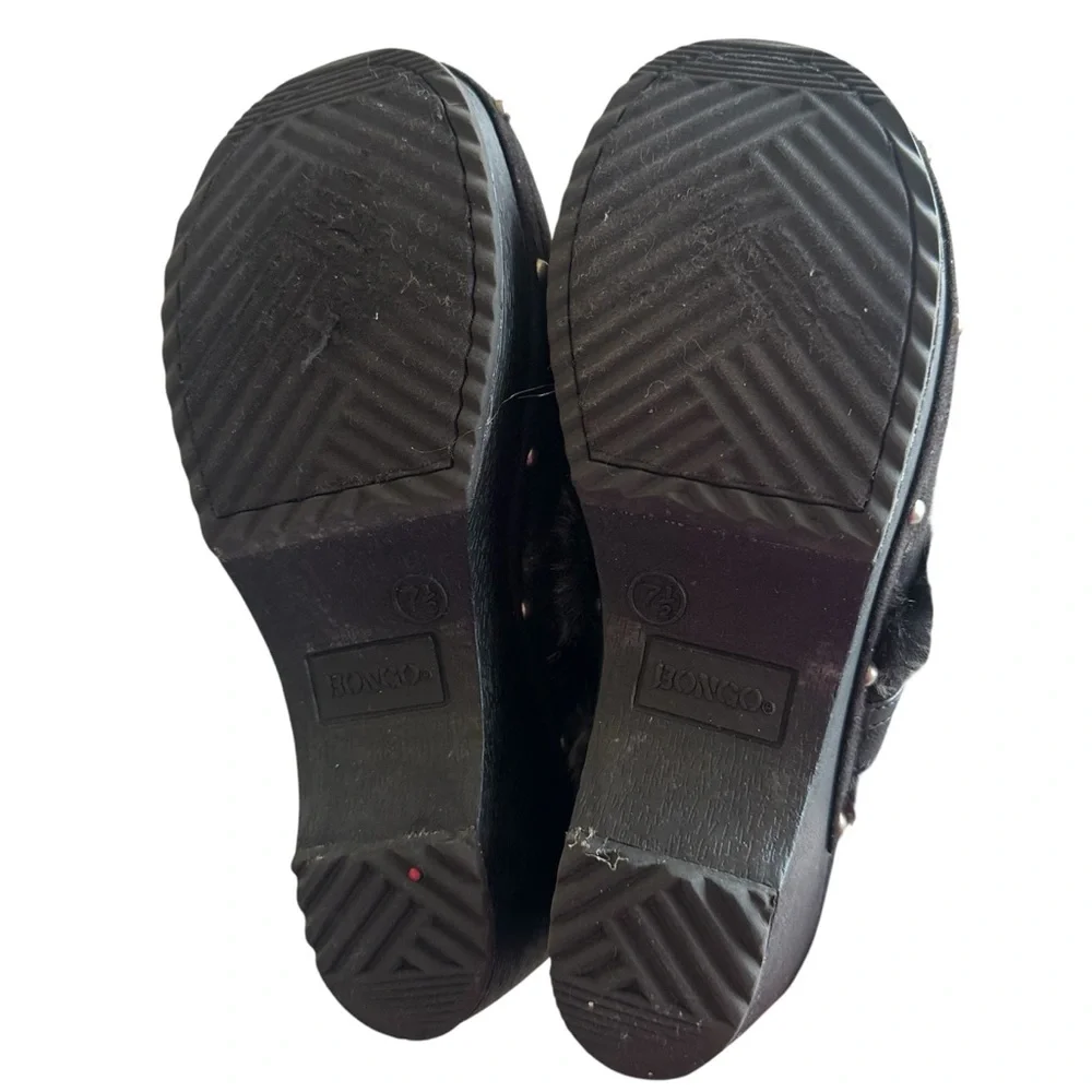 Vintage Y2k‎ BONGO Black Faux Suede Clogs Mules  Wms Sz 7.5  Studded